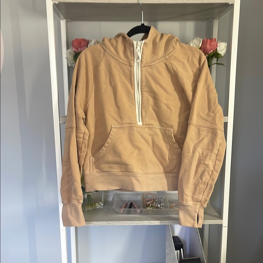 Tan Half-Zip Hoodie